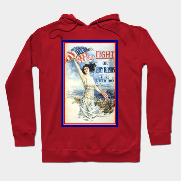 Lady Liberty with American Flag Hoodie by MasterpieceCafe